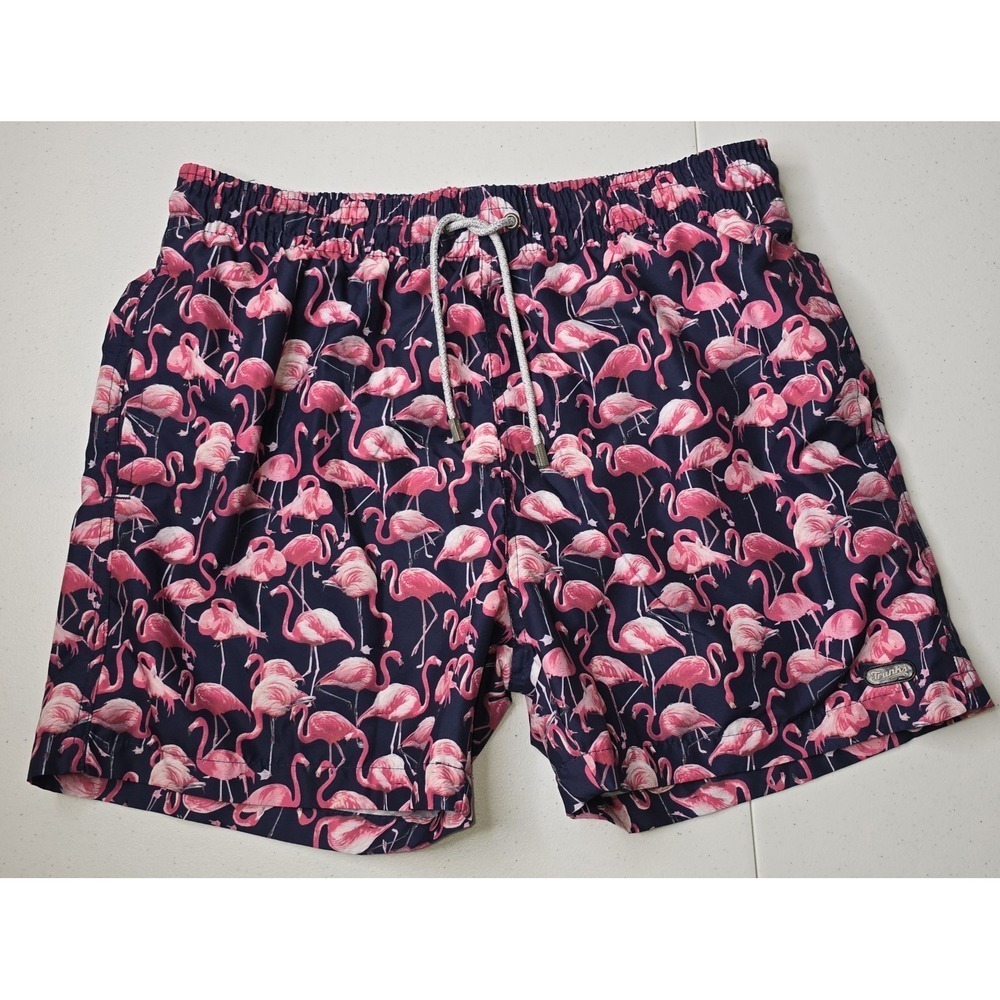 TRUNKS Men's Swim Trunks Shorts Pink Flamingos Size 32 -325